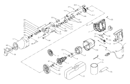 Fig-0 Diagram and Parts List for 741  Porter Cable Sander Grinder